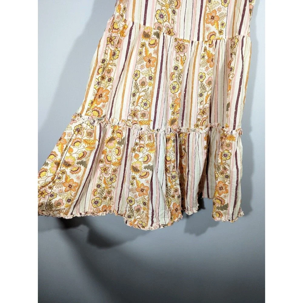 MPR Fashion Vintage Style Orange Floral Print Boho Sleeveless Dress Women Size S - Picture 4 of 7